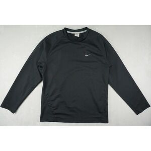 Vintage Nike Shirt Mens Small Black Pullover‎ Swoosh Long Sleeve Breathable Y2K